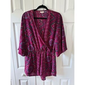 Elan Medium Swim Coverup Romper with Kimono Sleeves